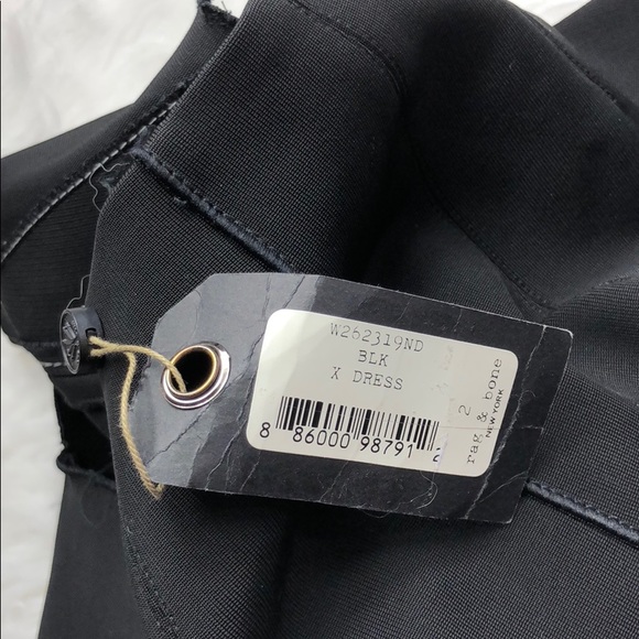 RAG AND BONE BODYCON BLACK CROSS BACK MIDI DRESS - Picture 8 of 8